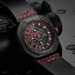 Naviforce NF9141 Rounded Square Quartz Leather Strap Men's Watch – Dial Color: Red, Strap Color: Black – Thumbnail 4