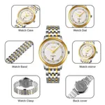 SKMEI 9272 Stainless Steel Buckle Strap Waterproof Quartz Unisex Watch – Dial Color: Gold, Strap Color: Silver – Thumbnail 3