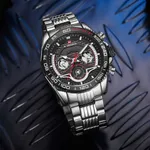 NAVIFORCE NF9185 Stainless Steel Chronograph Men's Watch – Dial Color: Black, Strap Color: Silver – Thumbnail 3