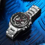 NAVIFORCE NF9185 Stainless Steel Chronograph Men's Watch – Dial Color: Black, Strap Color: Silver – Thumbnail 4