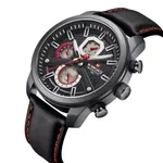 NaviForce NF9211L Chronograph Leather Strap Luminous Men's Watch – Dial Color: Black, Strap Color: Black – Thumbnail 2