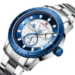 NAVIFORCE NF9145 Stainless Steel Chronograph Men's Watch – Dial Color: Blue, Strap Color: Silver – Thumbnail 2