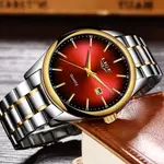 LIGE 9937 Analog Stainless Steel Calendar Luxury Men's Watch – Dial Color: Red, Strap Color: Silver – Thumbnail 3