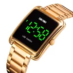 Skmei 1505 Waterproof Wristwatch LED Digital Men's Watch – Dial Color: Black, Strap Color: Gold  – Thumbnail 2