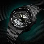 SKMEI 1370 Dual Time Premium Stainless Steel Sporty Men's Watch – Dial Color: Black, Strap Color: Black – Thumbnail 3