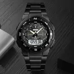 SKMEI 1370 Dual Time Premium Stainless Steel Sporty Men's Watch – Dial Color: Black, Strap Color: Black – Thumbnail 4
