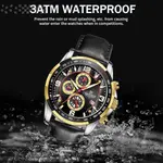 Naviforce NF8020L Luxury Leather Quartz Chronograph Casual Sports Style Men's Watch – Dial Color: Gold, Strap Color: Black – Thumbnail 4