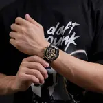 Naviforce NF8020L Luxury Leather Quartz Chronograph Casual Sports Style Men's Watch – Dial Color: Gold, Strap Color: Black – Thumbnail 5