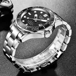 LIGE 8936 Analog Stainless Steel Waterproof Luxury Men's Watch – Dial Color: Black, Strap Color: Silver – Thumbnail 2