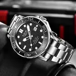 LIGE 8936 Analog Stainless Steel Waterproof Luxury Men's Watch – Dial Color: Black, Strap Color: Silver – Thumbnail 3