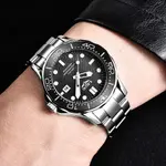 LIGE 8936 Analog Stainless Steel Waterproof Luxury Men's Watch – Dial Color: Black, Strap Color: Silver – Thumbnail 4