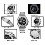 NAVIFORCE NF9216S Dual Time Display Analog Quartz Man's Watch – Dial Color: Black, Strap Color: Silver – Thumbnail 3