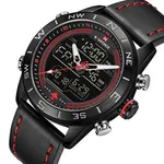 Naviforce NF9144 Luxurious Leather Waterproof Quartz Men's Watch – Dial Color: Red, Strap Color: Black – Thumbnail 2