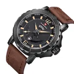 NAVIFORCE NF9122 Classic Japan Movement Waterproof Casual Men's Watch – Dial Color: Black, Strap Color:  Brown  – Thumbnail 2