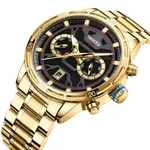 Nibosi 2537 Analogue Stainless Steel & Waterproof Men’s Watch – Dial Color: Black, Strap Color: Gold  – Thumbnail 2