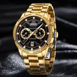 Nibosi 2537 Analogue Stainless Steel & Waterproof Men’s Watch – Dial Color: Black, Strap Color: Gold  – Thumbnail 3
