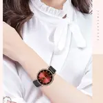 LIGE 9934 Analog Stainless Steel Mesh Belt Luxury Women's Watch – Dial Color: Red, Strap Color: Black – Thumbnail 3