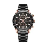 CRRJU 2306 High Quality Stainless Steel Multifunctional Quartz Classic Men's Watch – Dial Color: Rose Gold, Strap Color: Black – Thumbnail 1