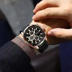CRRJU 2306 High Quality Stainless Steel Multifunctional Quartz Classic Men's Watch – Dial Color: Rose Gold, Strap Color: Black – Thumbnail 3