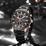 CRRJU 2306 High Quality Stainless Steel Multifunctional Quartz Classic Men's Watch – Dial Color: Rose Gold, Strap Color: Black – Thumbnail 5