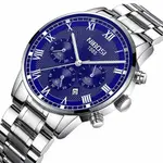 Nibosi 2339 Luxury Stainless Steel Casual Fashion Men's Watch – Dial Color: Blue, Strap Color: Silver – Thumbnail 2