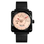 Skmei 9172 Luxurious Stainless Steel Men's Watch – Dial Color: Rose, Strap Color: Black – Thumbnail 1