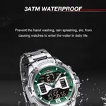 Naviforce NF9201 High Quality Stainless Steel Dual Movement Sport Fashion Men's Watch – Dial Color: Green, Strap Color: Silver – Thumbnail 2