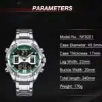 Naviforce NF9201 High Quality Stainless Steel Dual Movement Sport Fashion Men's Watch – Dial Color: Green, Strap Color: Silver – Thumbnail 3