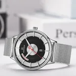 Naviforce NF3007 Luxury Stainless Steel Sports Men's Watch – Dial Color: Black, Strap Color: Silver – Thumbnail 4