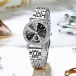 CRRJU 2494 Classic Fashion Rhinestone Diamond Movement Analog Dress  Women Watch – Dial Color: Black, Strap Color: Silver – Thumbnail 4