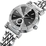 CRRJU 2494 Classic Fashion Rhinestone Diamond Movement Analog Dress  Women Watch – Dial Color: Black, Strap Color: Silver – Thumbnail 2