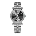 CRRJU 2494 Classic Fashion Rhinestone Diamond Movement Analog Dress  Women Watch – Dial Color: Black, Strap Color: Silver – Thumbnail 1
