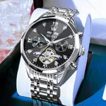 Poedagar 938 Luxury Stainless Steel Chronograph Men's Watch – Dial Color: Black, Strap Color: Silver – Thumbnail 4