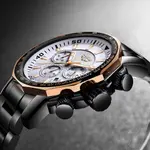 LIGE 9871 Stainless Steel Analog Quartz Casual Men's Watch – Dial Color: White, Strap Color: Black – Thumbnail 2