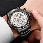 LIGE 9871 Stainless Steel Analog Quartz Casual Men's Watch – Dial Color: White, Strap Color: Black – Thumbnail 3