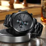 CRRJU 2287 Comfortable Stainless Steel Multifunctional Analog Quartz Mens Watch – Dial Color: Blue, Strap Color: Black – Thumbnail 3