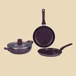 Gazi FE 2201-4C Non-Stick Coating for Easy Cooking and Cleaning Cookware Set Fry pan – Color: Red – Thumbnail 2