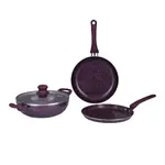 Gazi FE 2201-4C Non-Stick Coating for Easy Cooking and Cleaning Cookware Set Fry pan – Color: Red – Thumbnail 1