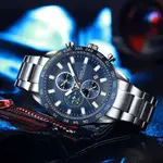 CRRJU 2306 High Quality Stainless Steel Multifunctional Quartz Classic Men's Watch – Dial Color: Blue, Strap Color: Silver – Thumbnail 2