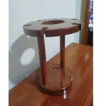 Solid Mahogany Wood Bottle Glass Holder Handmade CNC Polish – Thumbnail 4