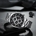 Nibosi 2369 Multifunction Stainless Steel Fashionable Men Watch – Dial Color: Silver, Strap Color: White – Thumbnail 3