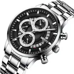 Nibosi 2369 Multifunction Stainless Steel Fashionable Men Watch – Dial Color: Silver, Strap Color: White – Thumbnail 2