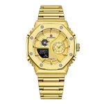 NAVIFORCE NF9216S Dual Time Display Analog Quartz Man's Watch – Dial Color: Gold, Strap Color: Gold  – Thumbnail 1