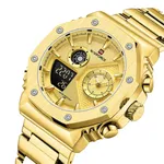 NAVIFORCE NF9216S Dual Time Display Analog Quartz Man's Watch – Dial Color: Gold, Strap Color: Gold  – Thumbnail 2
