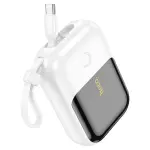 HOCO Q20 10000mAh Fountain Built-in Cable Mini Fast Charging Power Bank – Color: White – Thumbnail 2