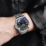 LIGE 6805 Stainless Steel 100ATM Analog Mechanical Casual Men's Watch – Dial Color: Black, Strap Color: Silver – Thumbnail 2