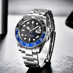 LIGE 6805 Stainless Steel 100ATM Analog Mechanical Casual Men's Watch – Dial Color: Black, Strap Color: Silver – Thumbnail 3
