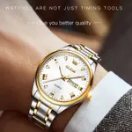 Olevs 5563 Diamond Studded Stainless Steel Waterproof Quartz Analog Watch for Couples – Dial Color: White, Strap Color: White Gold – Thumbnail 4