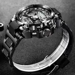LIGE 8922 Premium Dual Time Silicon Strap Men's Fashion Watch – Dial Color: Black, Strap Color: Black – Thumbnail 3
