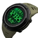 Skmei 1251 Digital Dial PU Strap Waterproof Sports Men's Watch – Dial Color: Black, Strap Color: Green  – Thumbnail 2